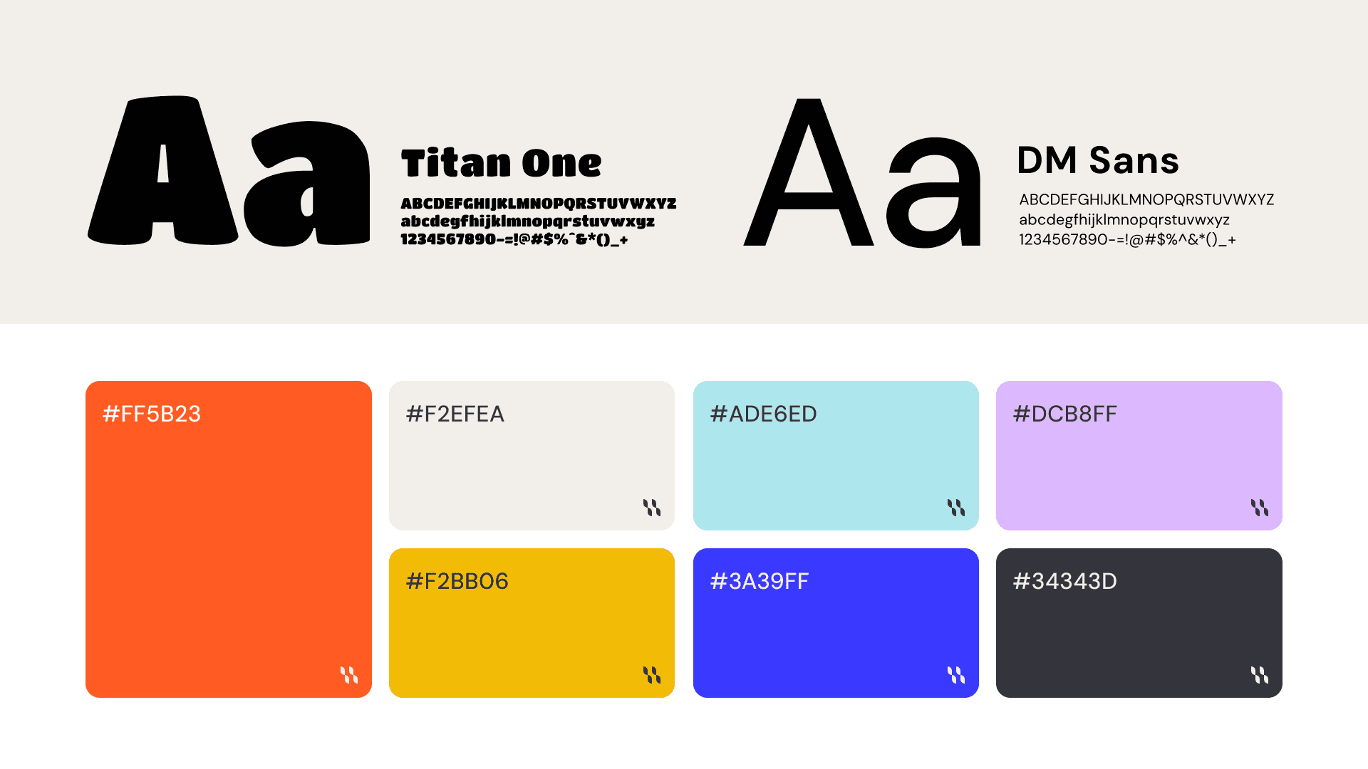Core typography and colour swatches