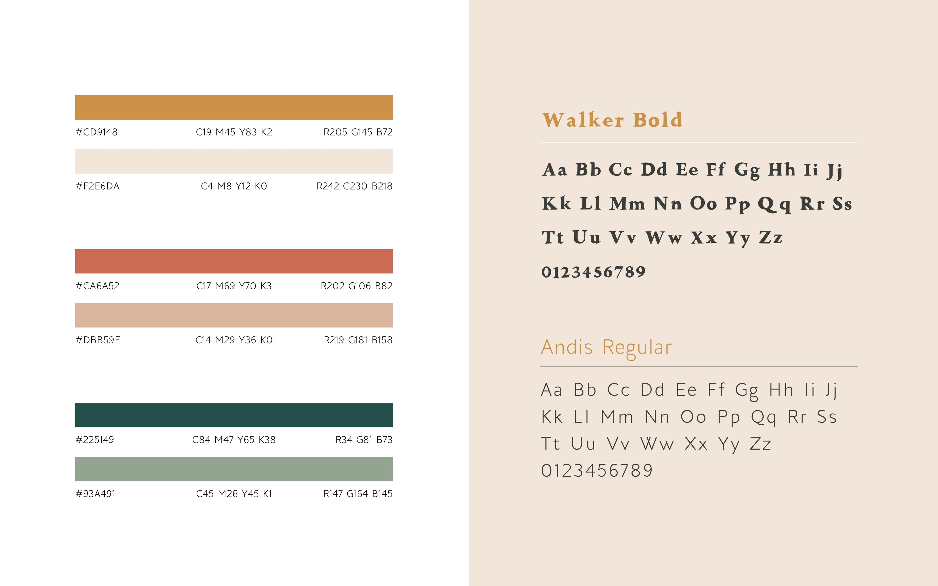Daybreak colour palette and typography