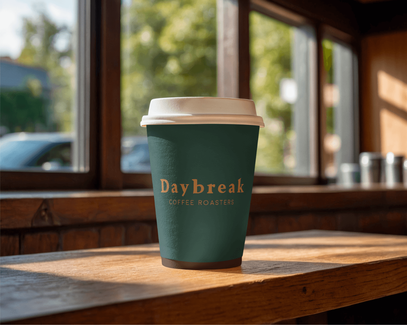 Daybreak illustrated coffee — lifestyle mockup