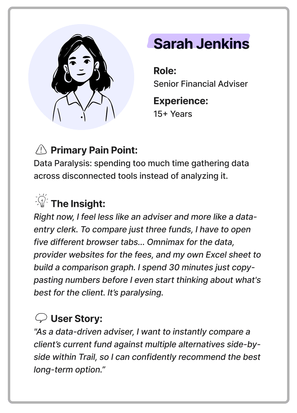 User persona - Sarah