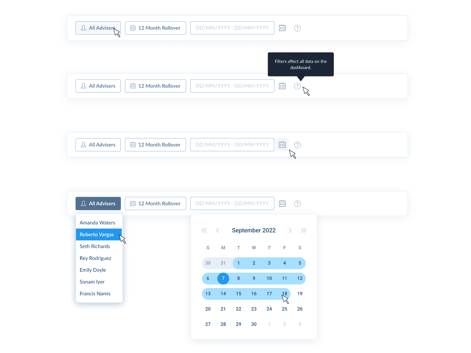 Global filter bar design