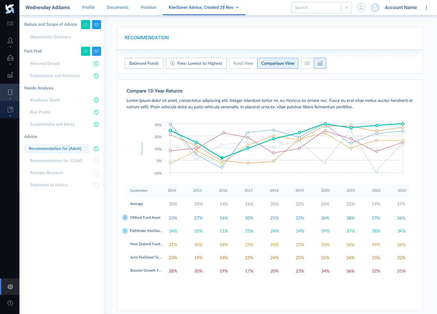 Fund Comparison Tool